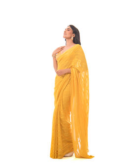Sacred Weaves - Mustard Saree with Unstitched Blouse
