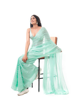 Sacred Weaves - Sea Green Saree with Unstitched Blouse
