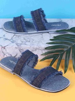 Metro - Women Denim Square Toe Flats