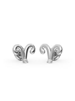 Candere by Kalyan Jewellers - 18K White Gold and Diamond Aries Stud Earring for Women