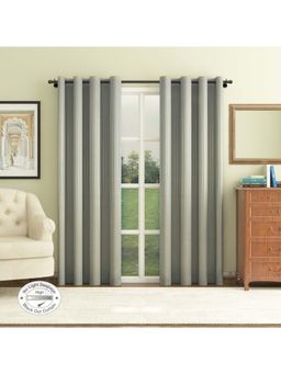 HomeTown - Emilia Set of 2 Striped Jacquard Blackout Curtains 9 Feet in Aqua Color