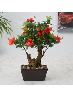 HomeTown - Ilana Faux Hibiscus Ceramic Potted Plant 42 Cm in Pink Colour