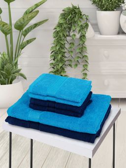 KOPA - 6Pc Quick Dry 100% Cotton Soft Terry Towel -2Pc Bath, 4Pc Hand D'Ross Solid