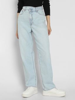 American Eagle - Blue Solid Relaxed Fit Jeans