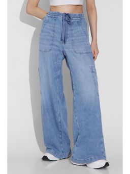 American Eagle - Blue Solid Loose Fit Jeans