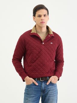 GANT - Men Regular Maroon Quilted Sweatshirt