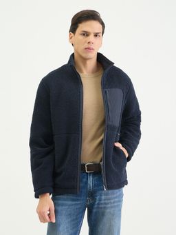 GANT - Men Regular Navy Blue Textured Sweatshirt