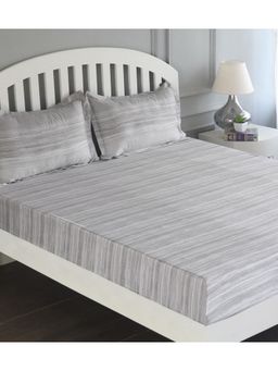 GM - Cotton Digital Print Double Bedsheet with 2 Pillow Covers (108x108 inches, Grey) (Queen)