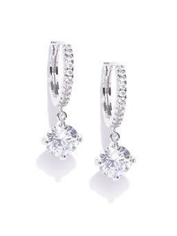 Fabula - Silver Plated Zirconia Ring Drop Earrings