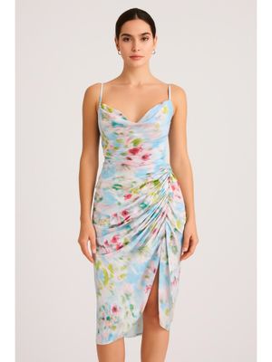 colorful summer midi dress Milla Women's Playful Floral Midi Dress with bow