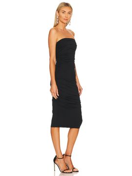 susana monaco ruched bodycon midi dress
