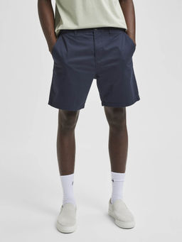 Selected - Navy Blue Mid Rise Chino Shorts