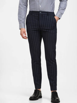 Selected - Navy Blue Stripes Slim Fit Trouser