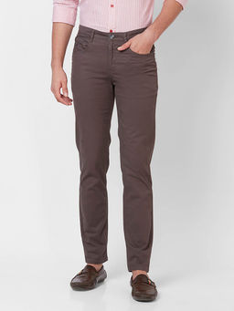 Giordano - Grey Slim Fit Solid Mid Waist Cotton Chinos