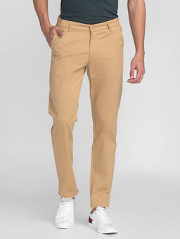 Giordano - Khaki Slim Fit Solid Mid Waist Cotton Chinos