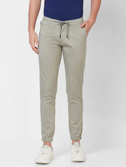 Giordano - Green Slim Fit Solid Mid Waist Cotton Joggers