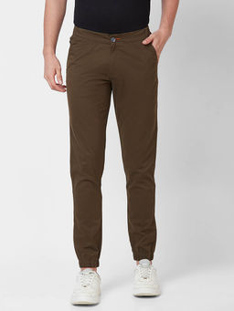 Giordano - Olive Slim Fit Solid Mid Waist Cotton Joggers