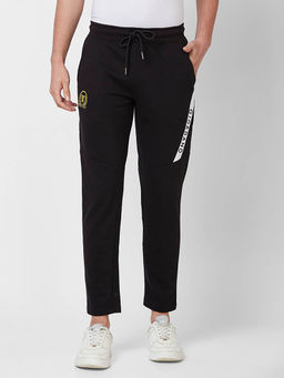 Giordano - Black Slim Fit Solid Mid Waist Cotton Track Pant
