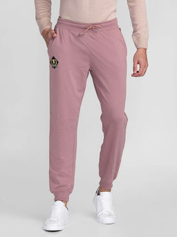 Giordano - Pink Slim Fit Solid Mid Waist Cotton Joggers