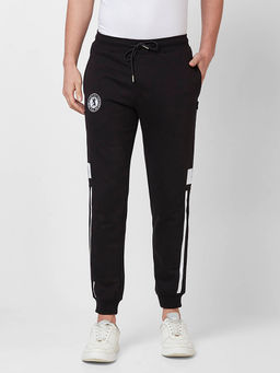 Giordano - Black Slim Fit Solid Mid Waist Cotton Joggers