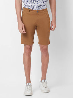 Giordano - Khaki Slim Fit Solid Mid Waist Cotton Shorts
