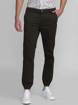 Giordano - Olive Slim Fit Solid Mid Waist Cotton Joggers