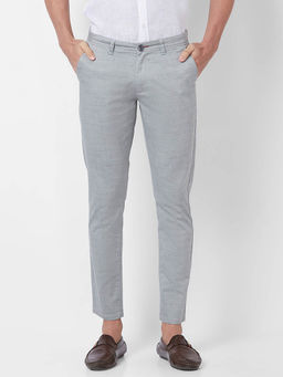 Giordano - Grey Slim Fit Solid Mid Waist Cotton Chinos