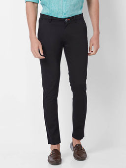 Giordano - Black Slim Fit Solid Mid Waist Cotton Chinos