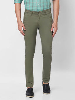 Giordano - Green Slim Fit Solid Mid Waist Cotton Chinos