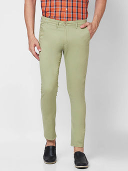 Giordano - Olive Slim Fit Solid Mid Waist Cotton Chinos