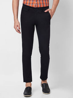 Giordano - Black Slim Fit Solid Mid Waist Cotton Chinos