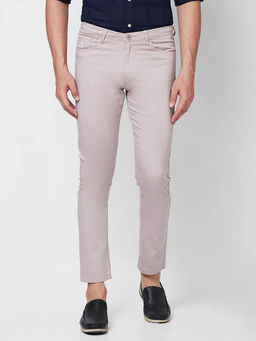 Giordano - Grey Slim Fit Solid Mid Waist Cotton Chinos