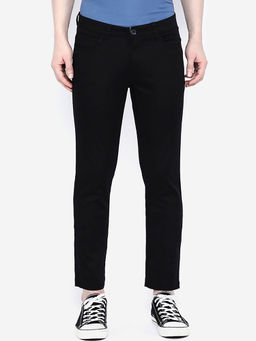 Giordano - Black Slim Fit Solid Mid Waist Cotton Chinos