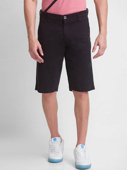 Giordano - Black Regular Fit Solid Mid Waist Cotton Shorts
