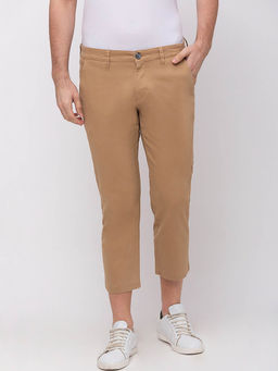Giordano - Khaki Slim Fit Solid Mid Waist Cotton Chinos