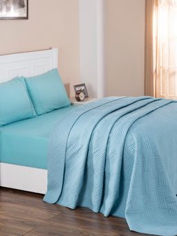 Maspar - Colorart Eliott Jacquard 100GSM Cotton Aqua Double Quilt