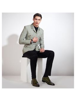 Saint G - Olive Leather Square Toe Lace Up Shoes