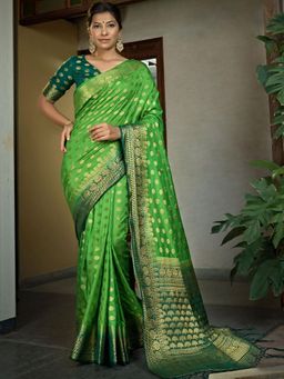 Odette - Green Color Traditional Wear Silk Saree with Unstitched Blouse