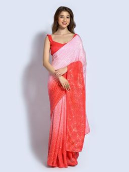 Odette - Gajari Georgette designer embroidery saree with Unstitched Blouse