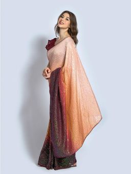 Odette - Maroon Georgette designer embroidery saree with Unstitched Blouse