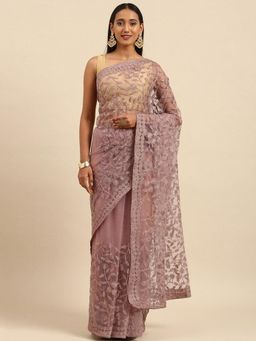 Odette - Mauve Embroidered Art Silk design saree with Unstitched Blouse