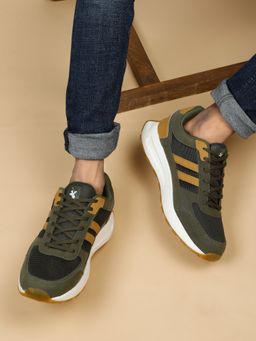 Cantabil - Olive & Mustard Casual Sneaker Shoes For Men