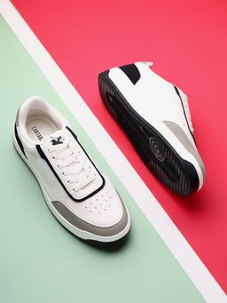 Cantabil - White & Black Casual Sneaker Shoes For Men