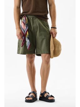 Snitch - Olive Solid Regular Casual Shorts for Men