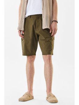 Snitch - Olive Solid Regular Casual Shorts for Men