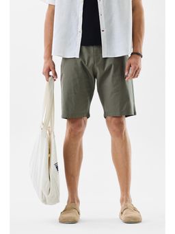 Snitch - Olive Solid Regular Casual Shorts for Men