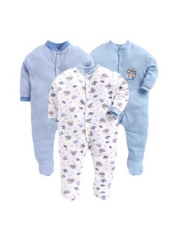 EIO - Newborn Baby Cotton Rompers Sleepsuit Multi Color (Pack of 3)