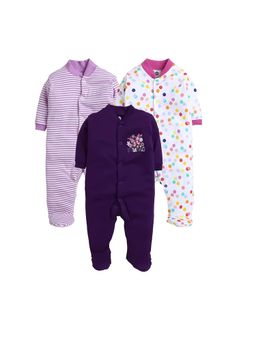 EIO - Newborn Baby Cotton Rompers Sleepsuit Multi Color (Pack of 3)
