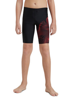 Speedo - Boy's Endurance10 Tide Print Sports Gala Logo Jammer - Black & High Risk Red