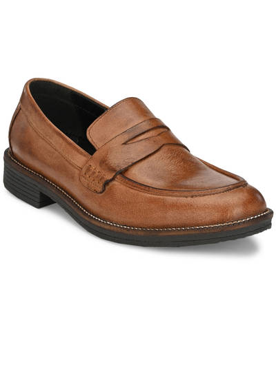 Burnish Leather Tan Slip On Moccasins
